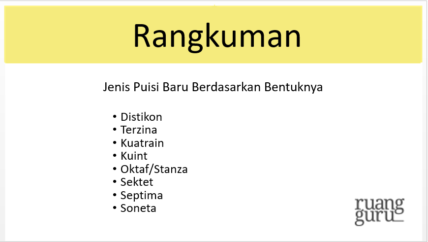 Mengenal Jenis Jenis Puisi Baru Dan Contohnya Bahasa Indonesia Kelas 10 3907